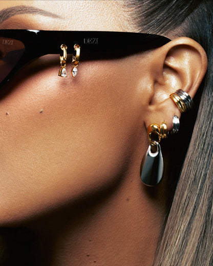Two Tone Chain Link Drop Earrings