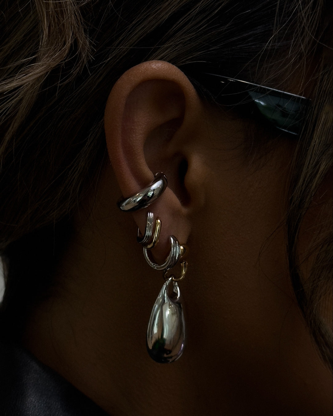 Two Tone Chain Link Drop Earrings