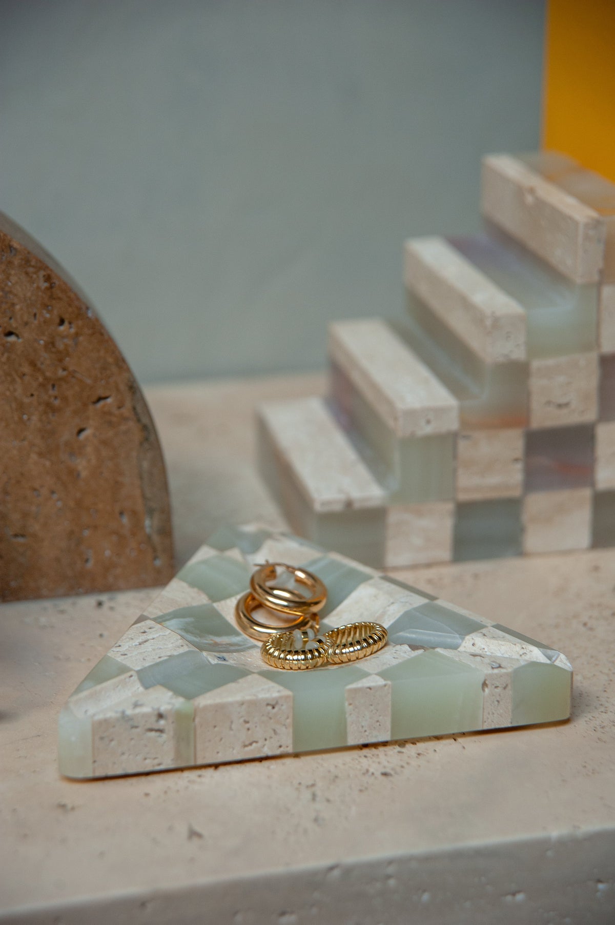 Triangle Travertine Tray
