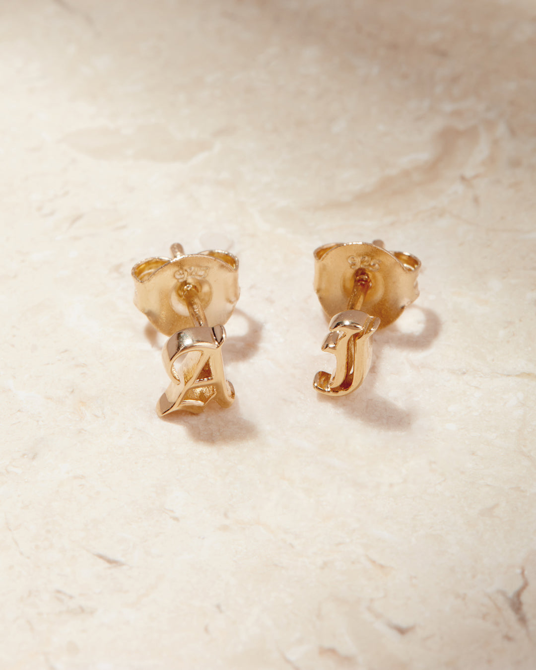 The Initial Stud Earrings [Old English]
