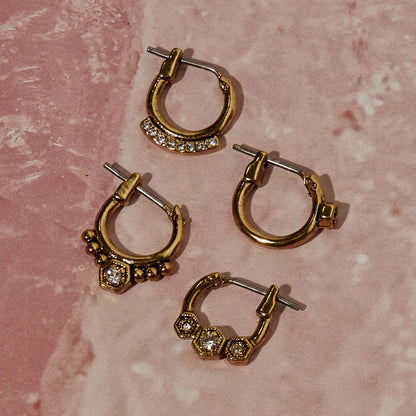 Full Bloom Hoop Earring Set- Silver