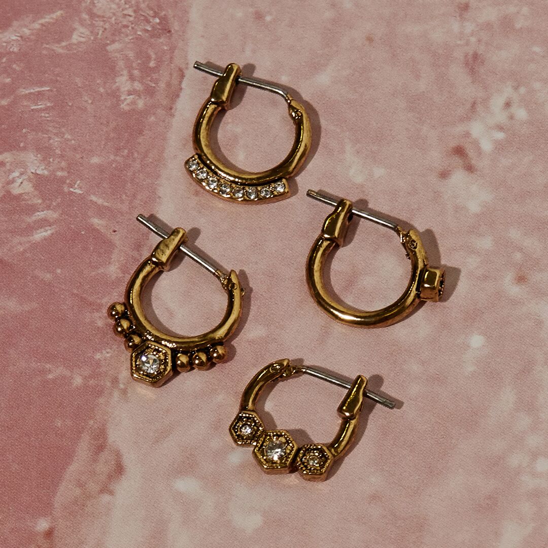 Full Bloom Hoop Earring Set- Rose Gold