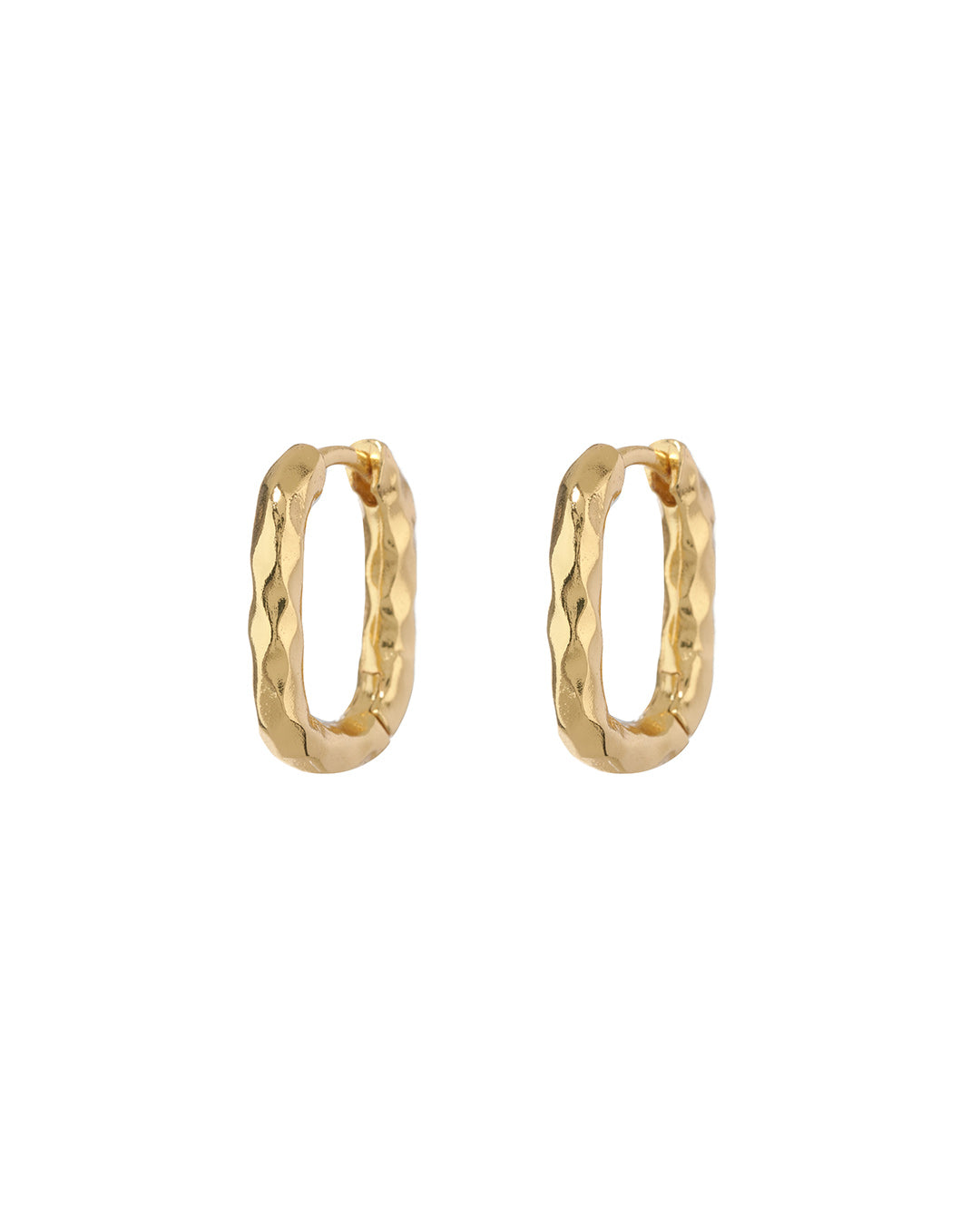 Hammered Chain Link Huggies- Gold