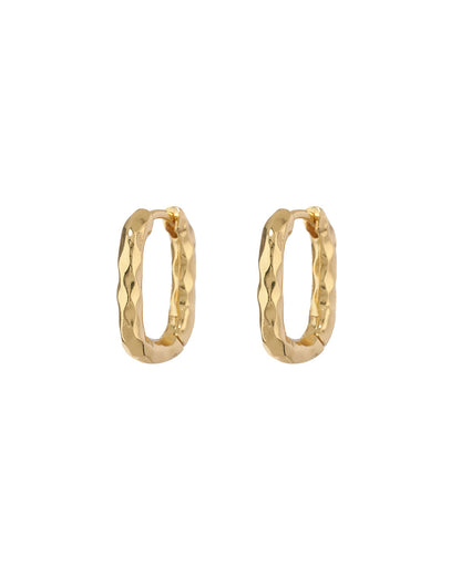 Hammered Chain Link Huggies- Gold