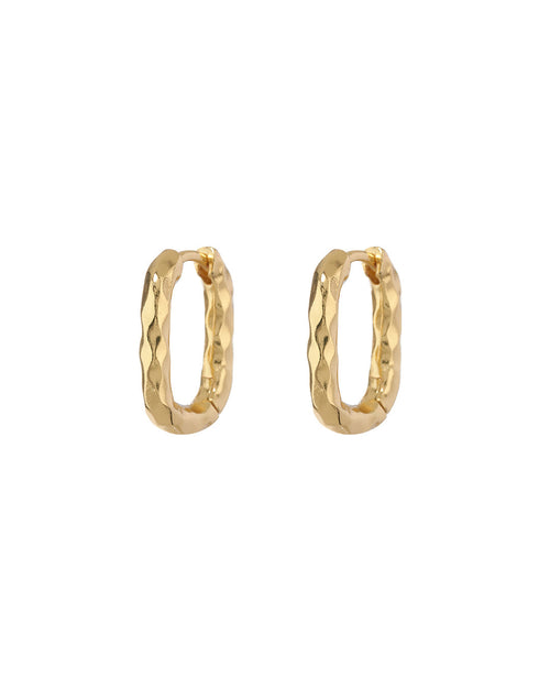 Hammered Chain Link Huggies- Gold