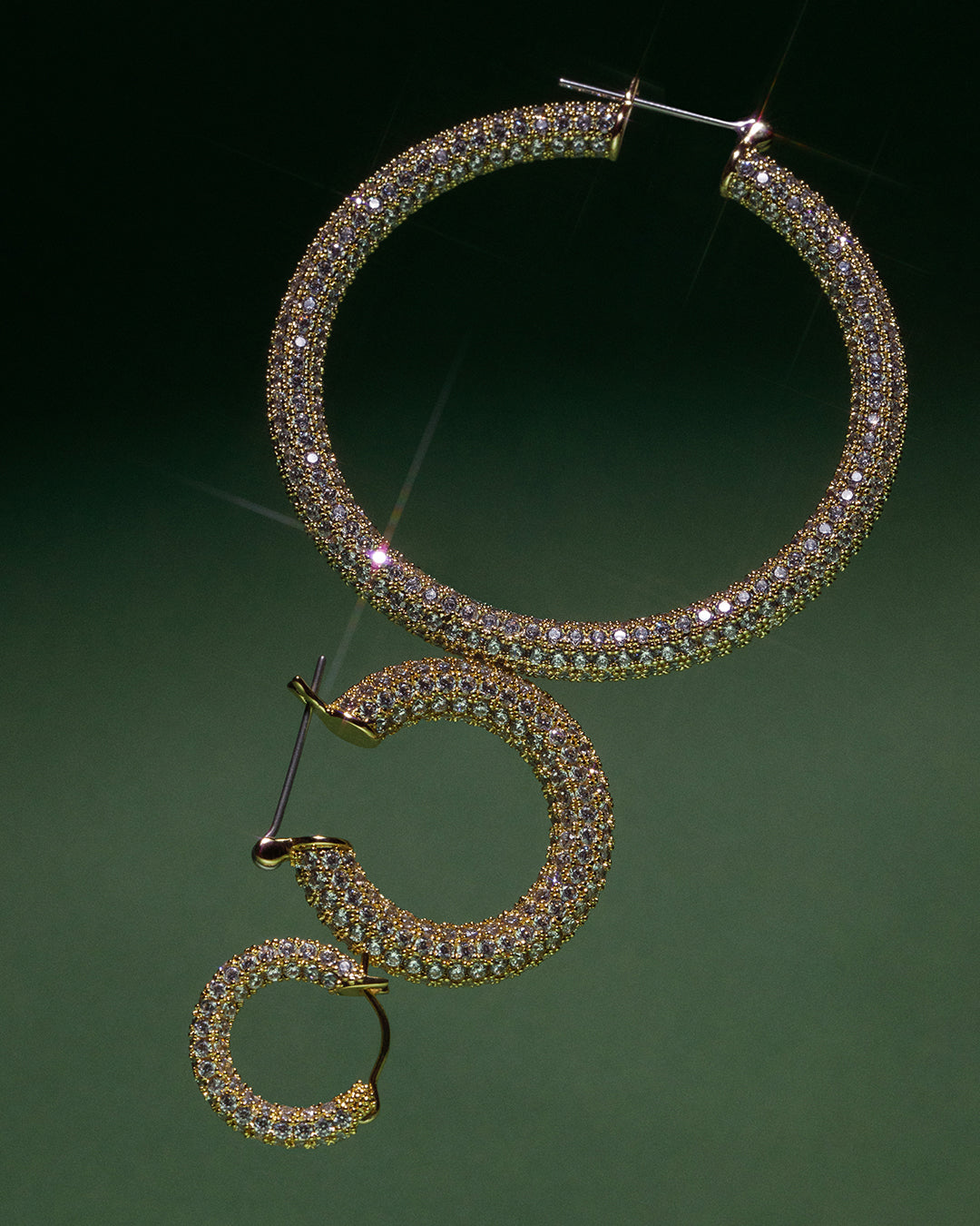 Pave Baby Amalfi Hoops- Gold (Ships Late March)