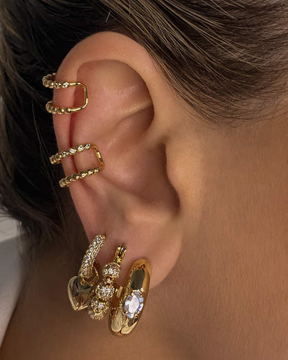 Stone Orb Hoops- Silver