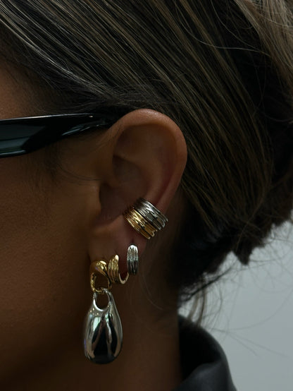Two Tone Chain Link Drop Earrings