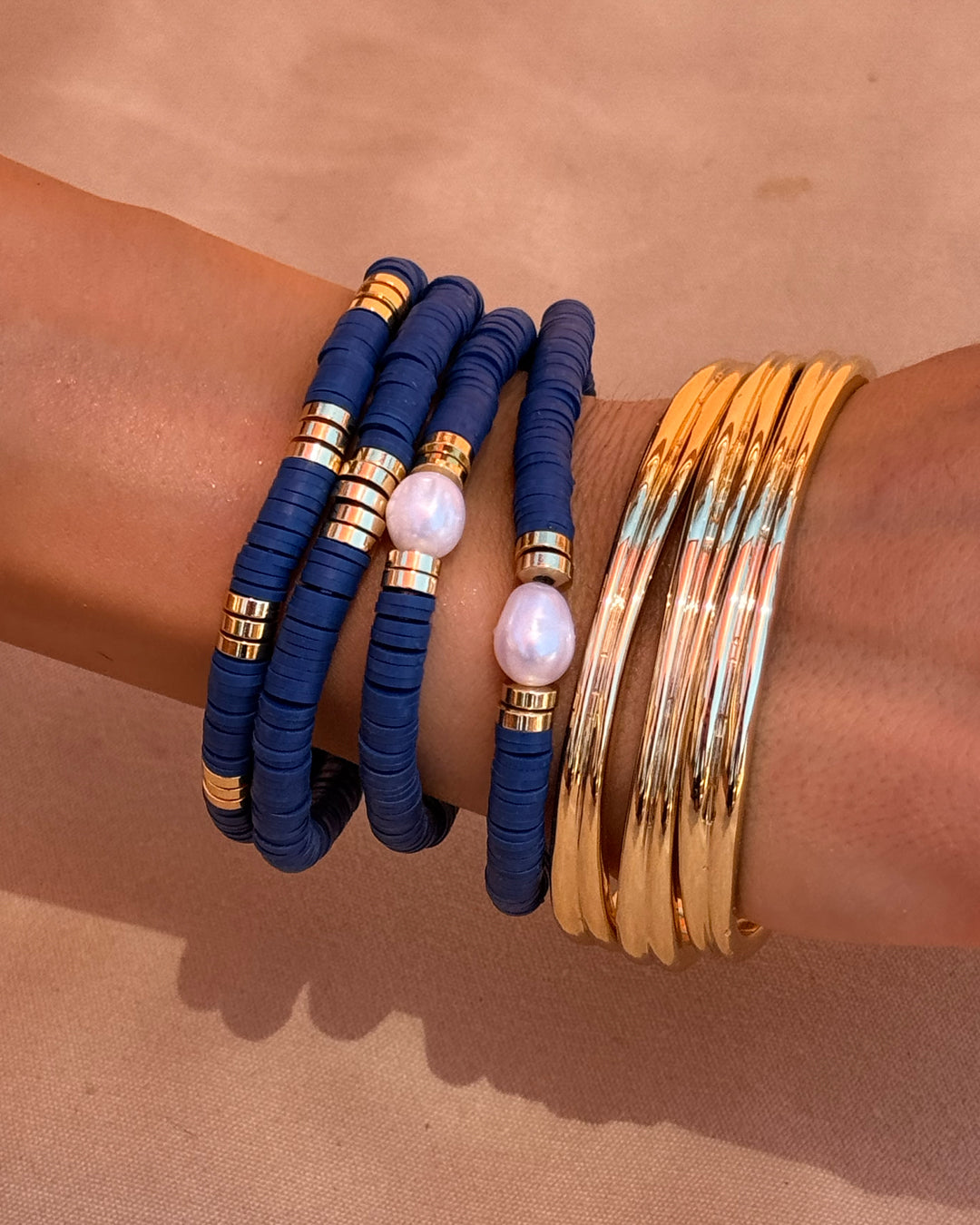 The Seville Pearl Bracelet Set- Navy