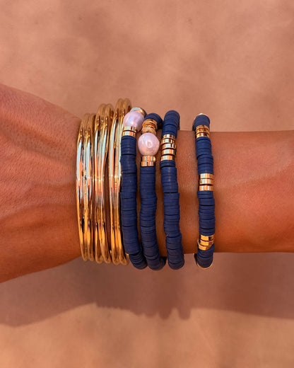 The Seville Pearl Bracelet Set- Navy