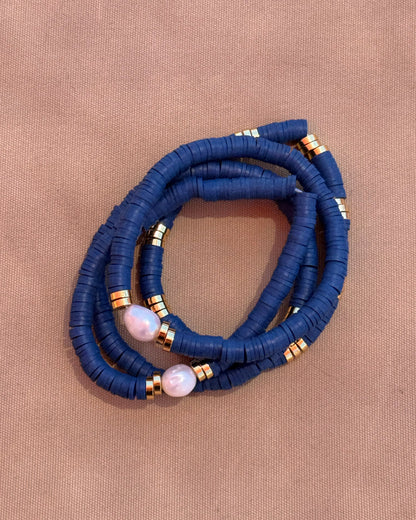 The Seville Pearl Bracelet Set- Navy
