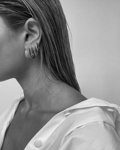 Stone Geneva Hoops- Silver