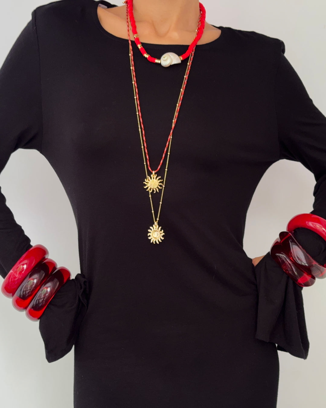 The Formentera Bangle Set- Red