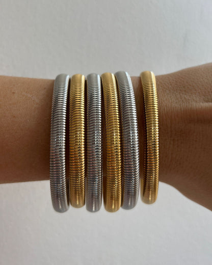 Mini Flex Snake Chain Bracelet- Set of 3 (7mm wide)- Silver (Ships Mid March)