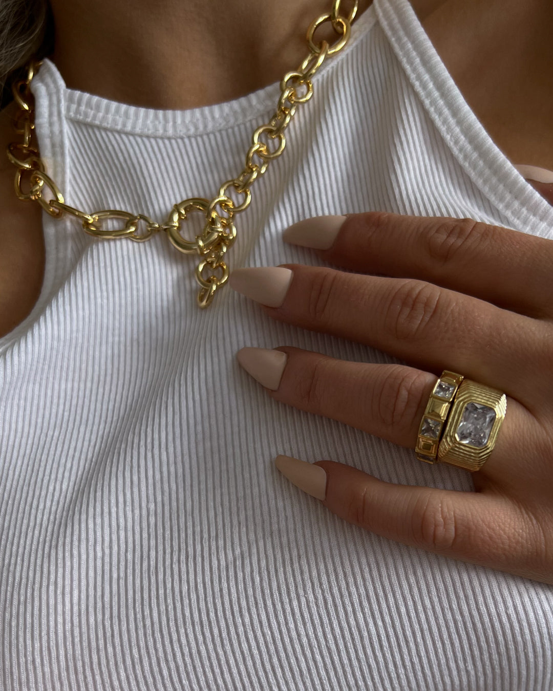 Punk Stud Pyramid Ring- Gold