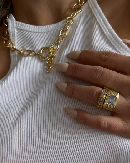 Punk Stud Pyramid Ring- Gold