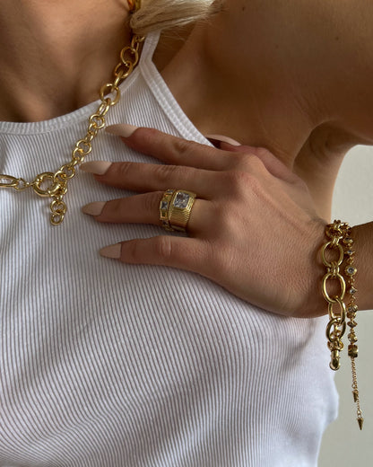 Punk Stud Pyramid Ring- Gold