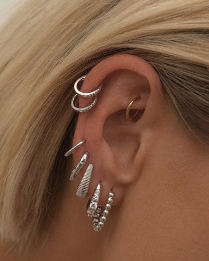 Stone Geneva Hoops- Silver
