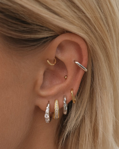 Stone Geneva Hoops- Silver