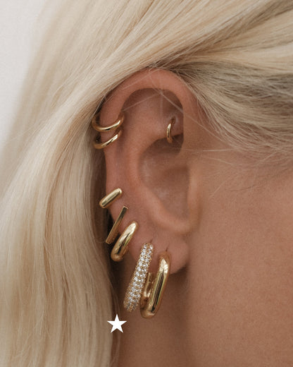 XL Pave Chain Link Hoops- Gold