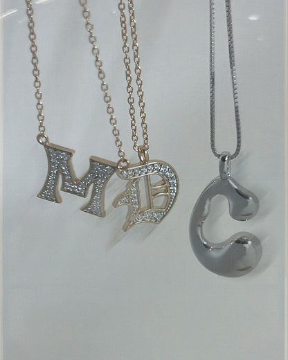 Goopy Letter Initial Charm Necklace