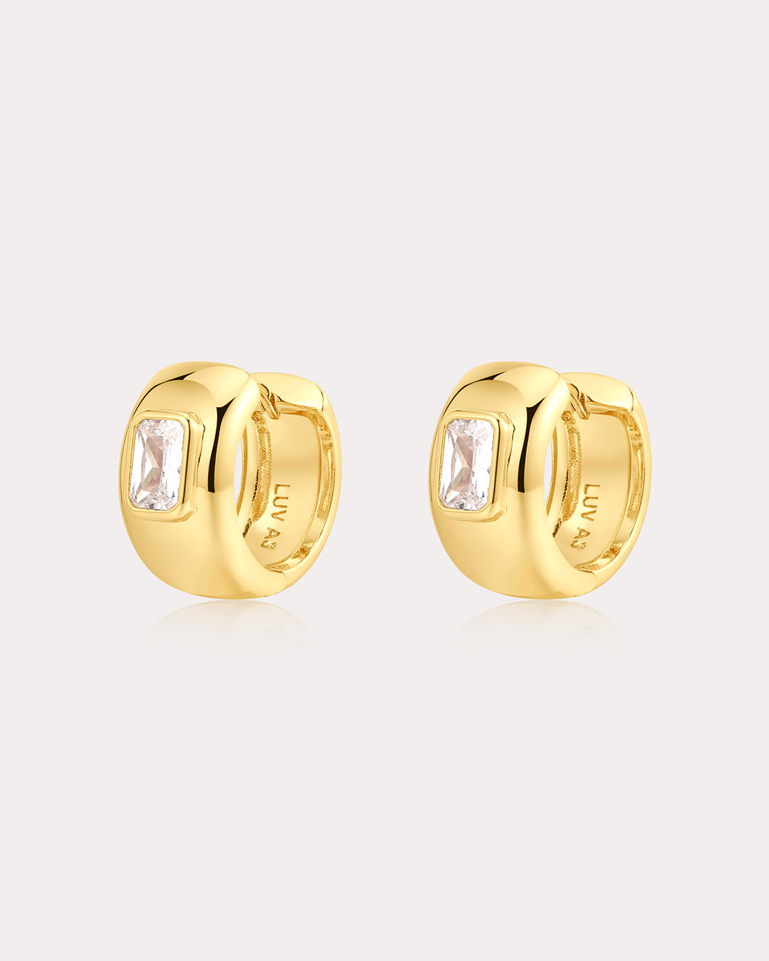 The Emerald Bezel Stone Huggies