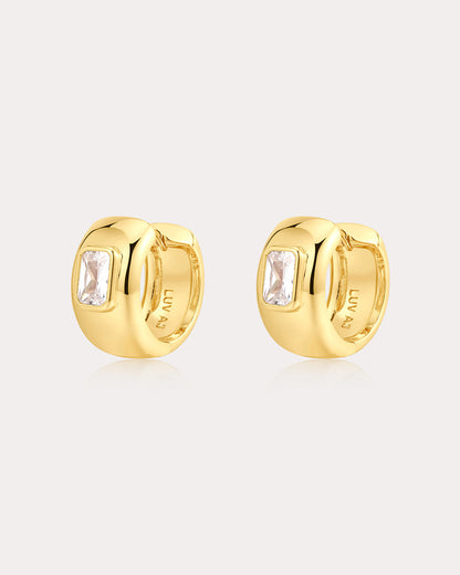 The Emerald Bezel Stone Huggies