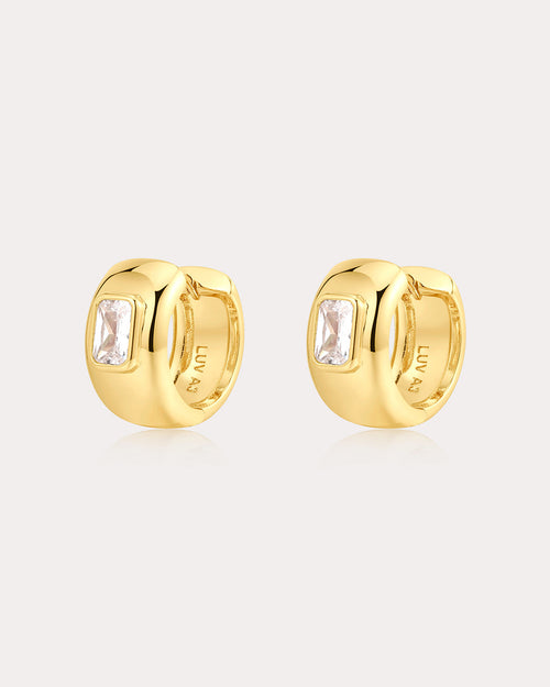 The Emerald Bezel Stone Huggies