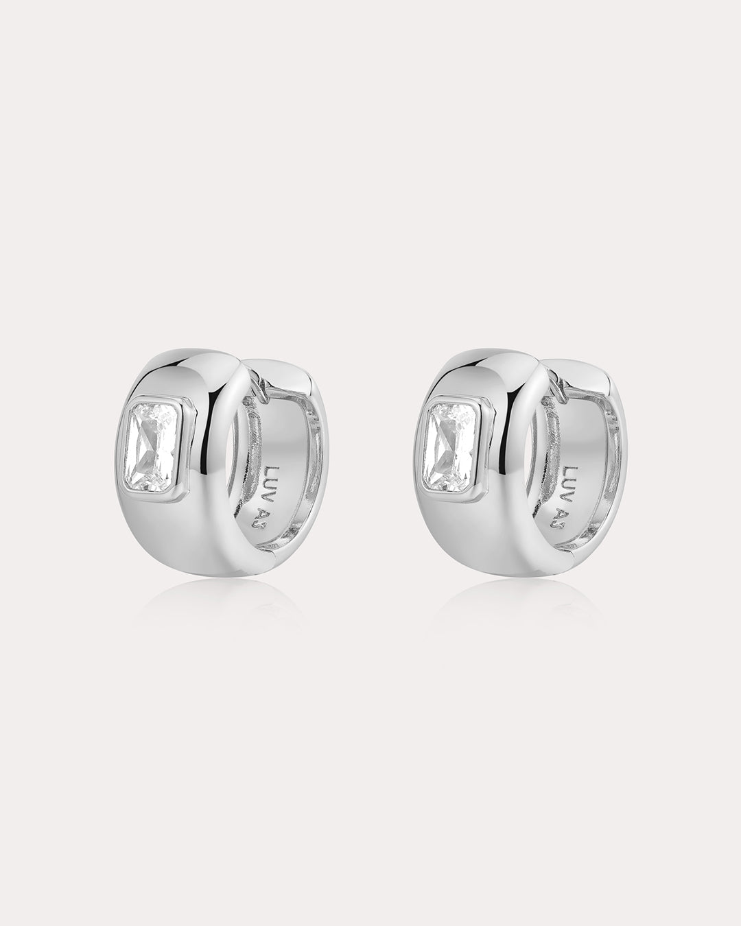 The Emerald Bezel Stone Huggies