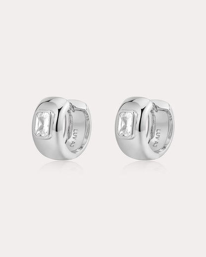 The Emerald Bezel Stone Huggies