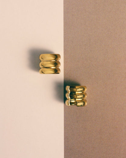 The Ridged Positano Ear Cuff Set- Gold