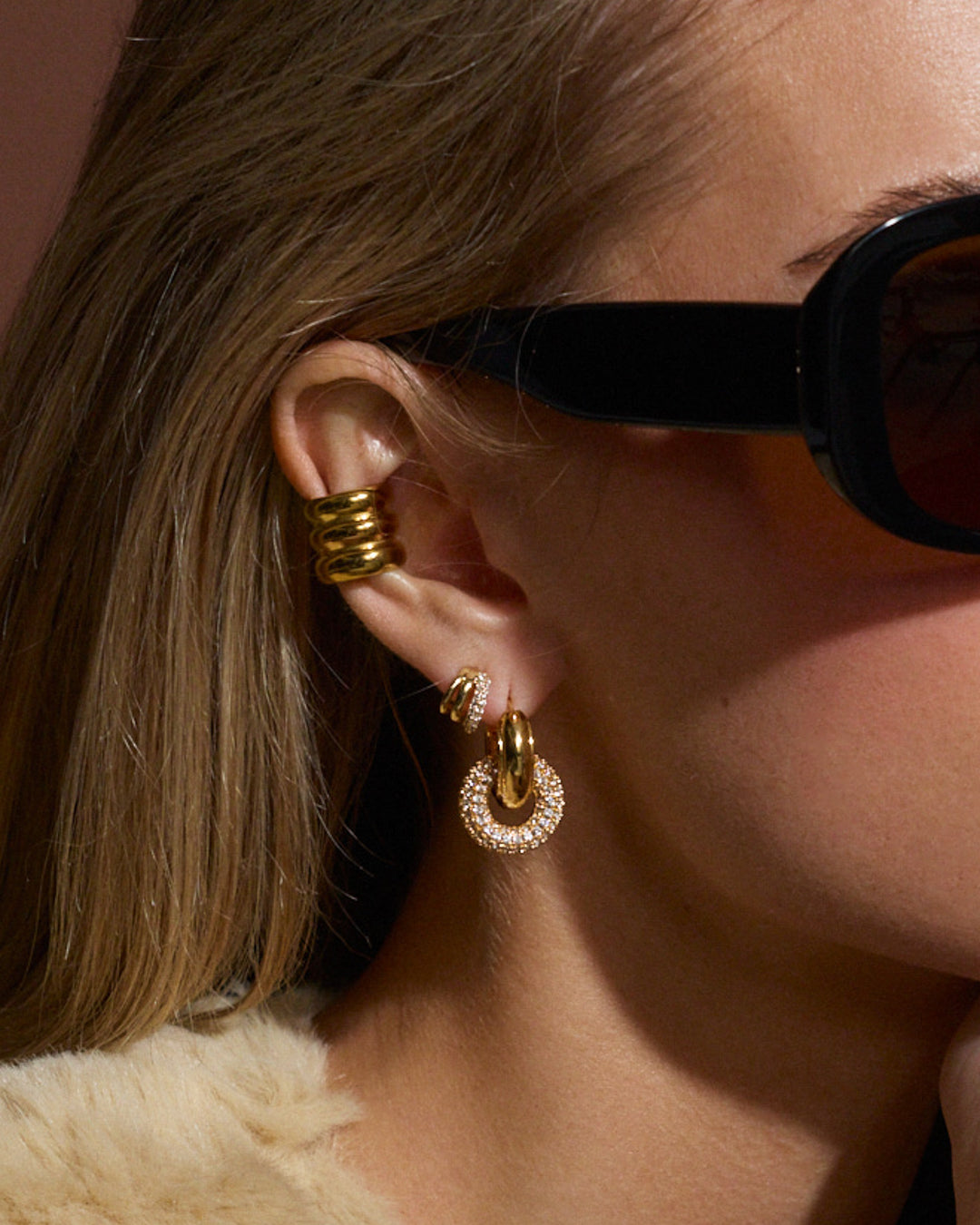 The Ridged Positano Ear Cuff Set- Gold