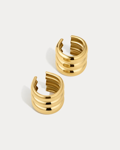 The Ridged Positano Ear Cuff Set- Gold