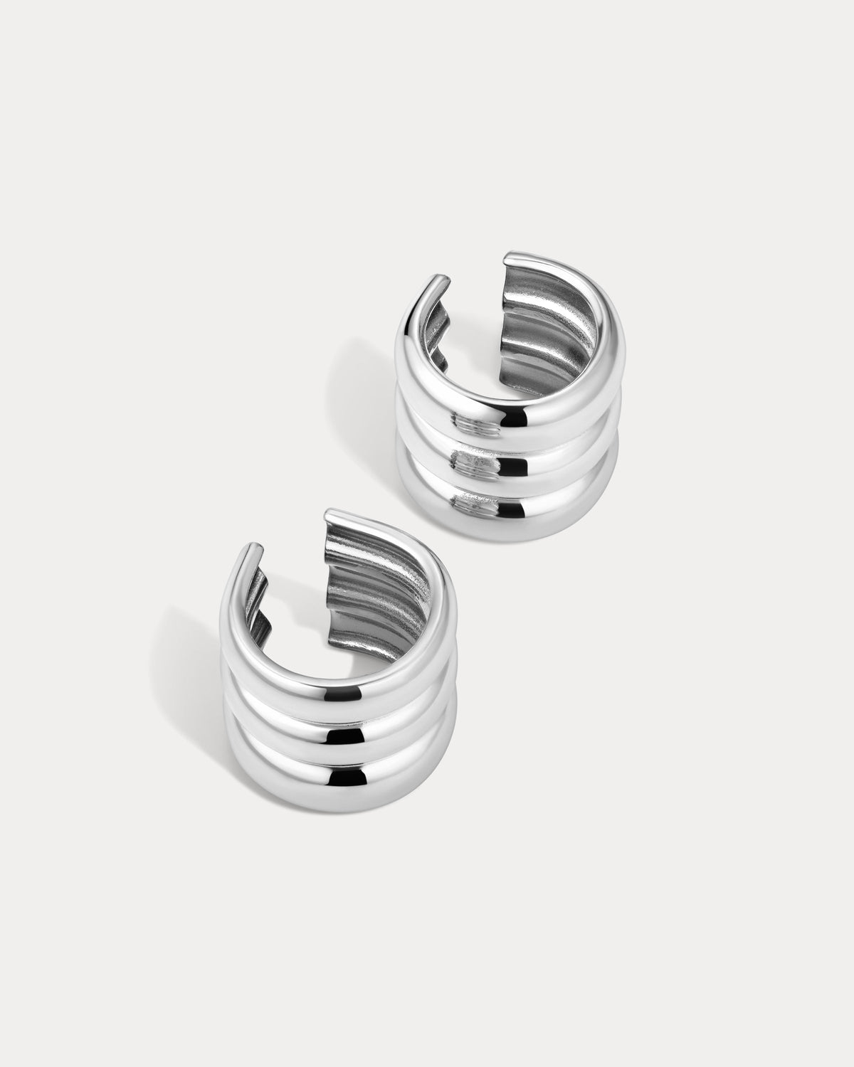The Ridged Positano Ear Cuff Set- Silver