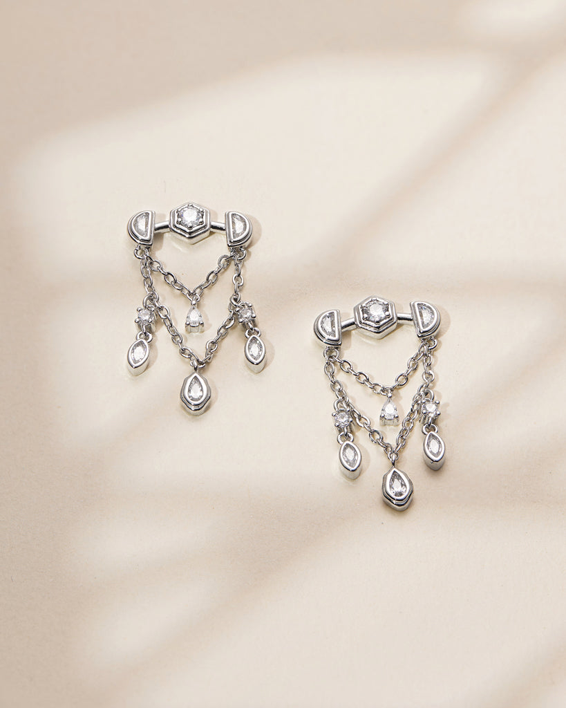 Stellar Bezel Shaker Studs- Silver