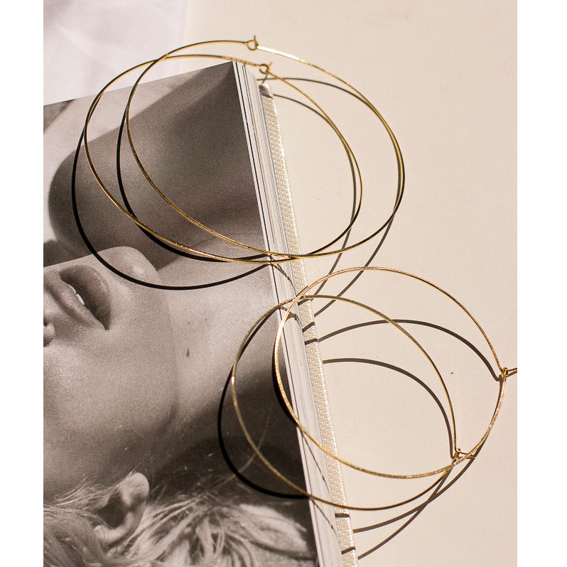 Capri Wire Hoops - Rose Gold