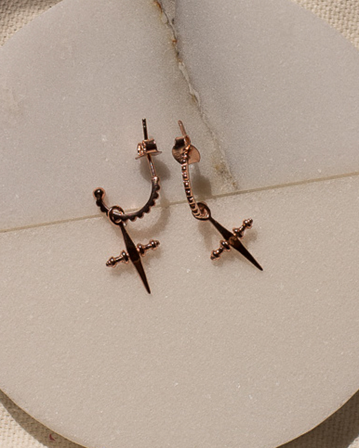 Mini Cross Hoops- Rose Gold