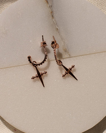 Mini Cross Hoops- Rose Gold