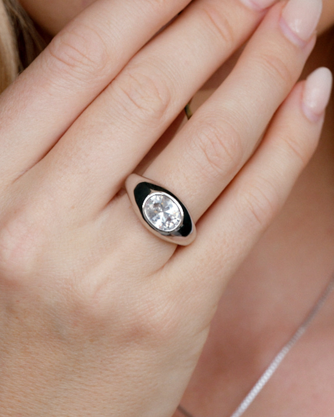 The Oval Orbit Bezel Ring
