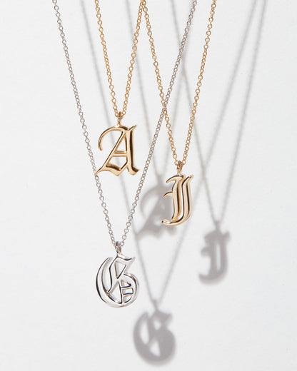 The Initial Charm Necklace [Old English]