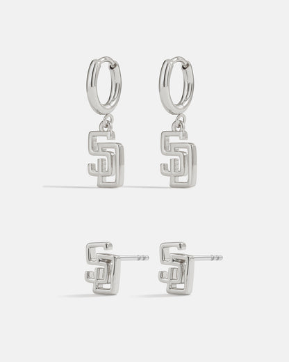 Bijoux MLB Logo Earrings Bundle - Silver