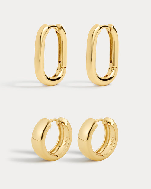 Monaco Huggies & Chain Link Huggies - Gold