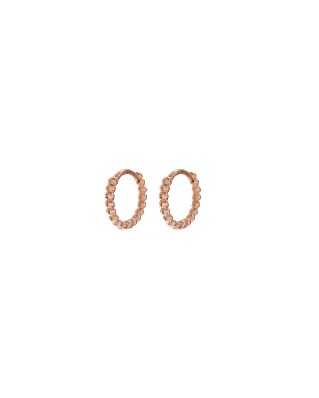 Mini Continuous Beaded Huggies- Rose Gold
