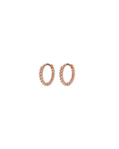 Mini Continuous Beaded Huggies- Rose Gold