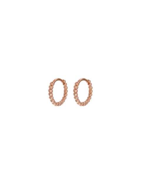 Mini Continuous Beaded Huggies- Rose Gold