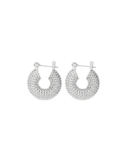 Pave Mini Donut Hoops- Silver
