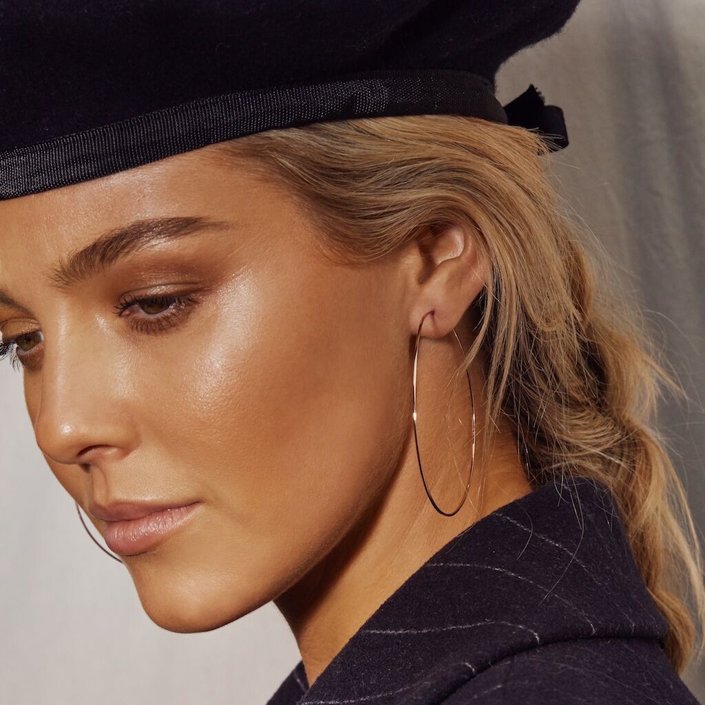 Capri Wire Hoops - Rose Gold