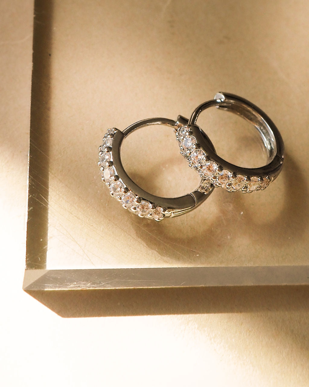 Baby Pave Huggies & Pave Interlock Hoops - Silver