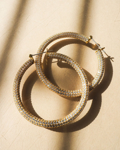 Pave Amalfi Hoops- Gold (Ships Late February)