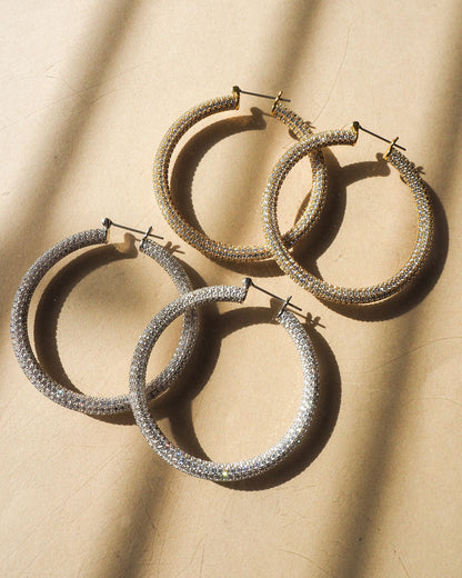 Pave Amalfi Hoops- Gold (Ships Late February)
